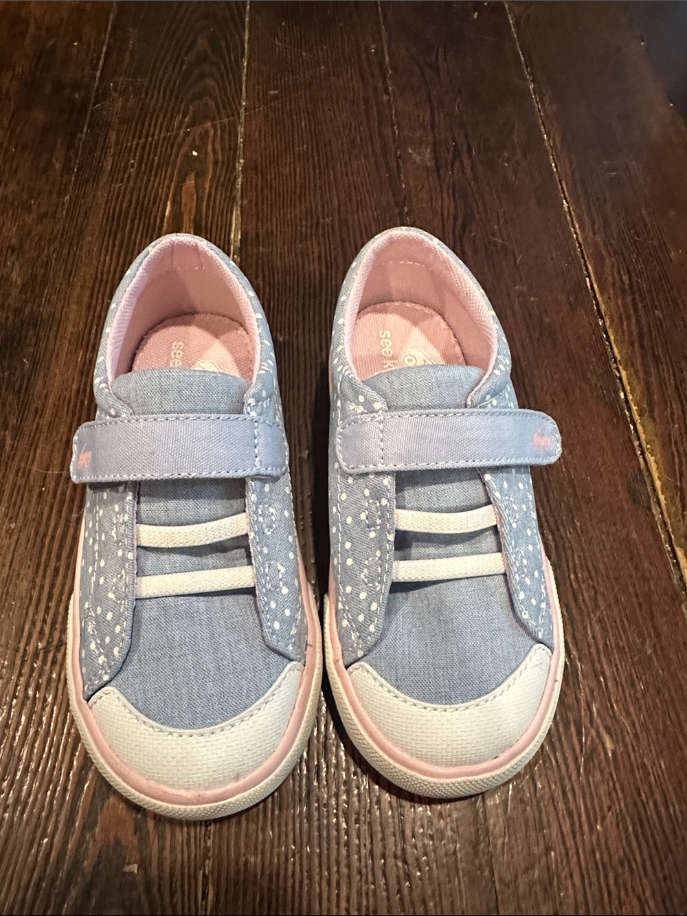 See Kai Run Alex Girls Light Blue and Pink Velcro Sneakers